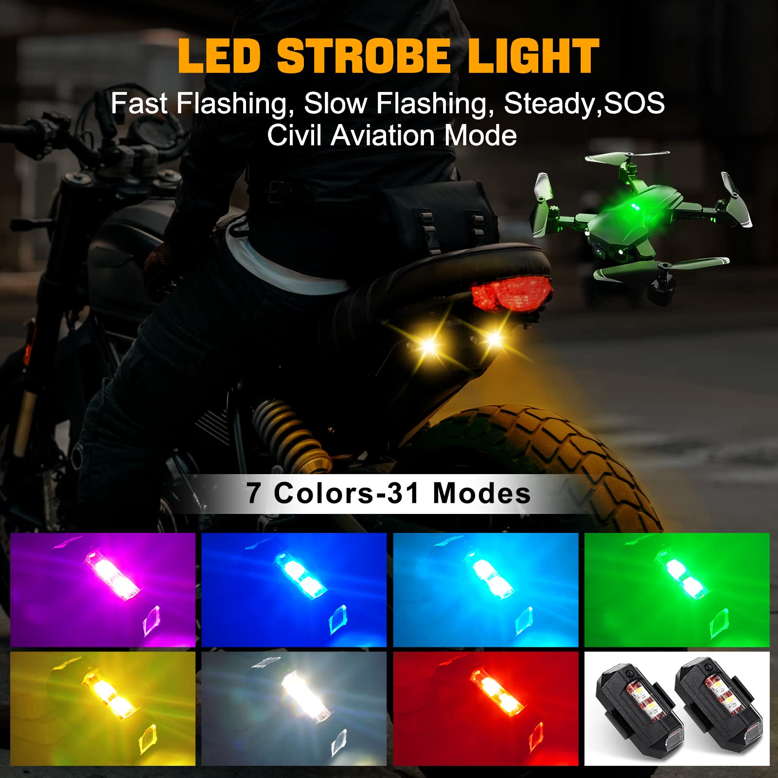 Drone Led Light - Lumières de moto Drone lumière stroboscopique