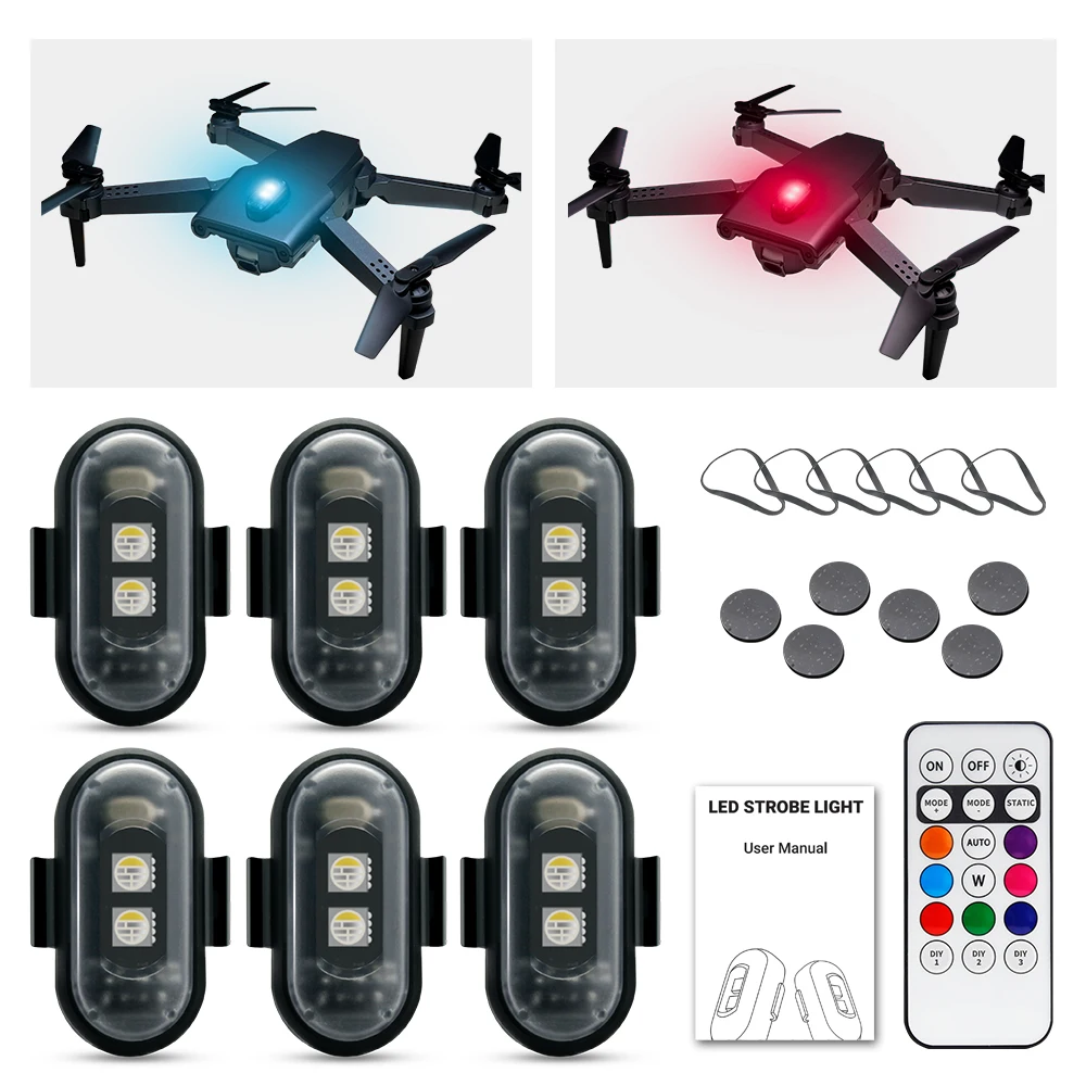 Drone Led Light - Lumière stroboscopique pour moto, LED RVB