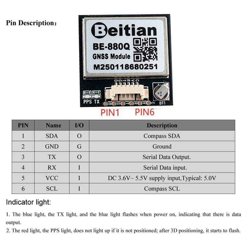 Module GPS GNSS BE-880Q, puce  - Drone Compass avis et prix